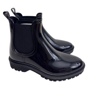 INC Boots Size 8‎ Black Pull On Chelsea Style Black Rain Boots NEW